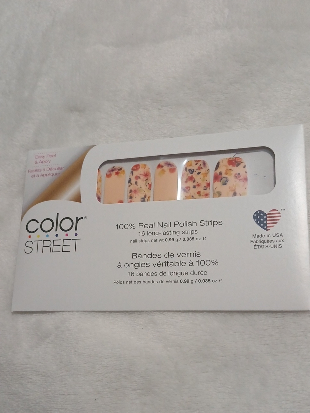 NC14 Color Street Peach Floral Nail Strips with Multicolor Blossoms